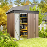 Asofer 6 ft. W x 4 ft. D（25.3 sq. ft.） Outdoor Metal Storage Shed with Double Lockable Doors, Green, Brown