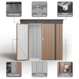 Asofer 6 ft. W x 4 ft. D（25.3 sq. ft.） Outdoor Metal Storage Shed with Double Lockable Doors, Green, Brown