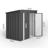 Asofer 6' x 4' FT Outdoor Storage Shed Metal Shed, with Sloping Roof and 2 Lockable Door, Dark Gray