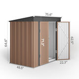 Asofer 6 ft. W x 4 ft. D（25.3 sq. ft.） Outdoor Metal Storage Shed with Double Lockable Doors, Green, Brown