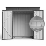 Asofer 6' x 4' FT Outdoor Storage Shed Metal Shed, with Sloping Roof and 2 Lockable Door, Dark Gray