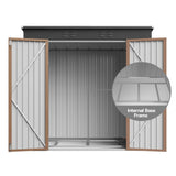 Asofer 6 ft. W x 4 ft. D（25.3 sq. ft.） Outdoor Metal Storage Shed with Double Lockable Doors, Green, Brown