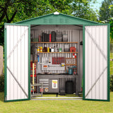 Asofer 6' x 4' Outdoor Storage Shed, Metal Garden Tool Storage Shed, Anti-Corrosion Storage House, Green