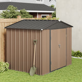 Asofer 8 x 6 ft. Outdoor Storage Shed with Lock, Galvanized Metal Tool Garden Shed Storage with Air Vent for Patio, Lawn