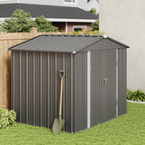 Asofer 8 x 6 ft. Outdoor Storage Shed with Lock, Galvanized Metal Tool Garden Shed Storage with Air Vent for Patio, Lawn