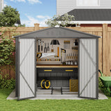 Asofer 8 x 6 ft. Outdoor Storage Shed with Lock, Galvanized Metal Tool Garden Shed Storage with Air Vent for Patio, Lawn