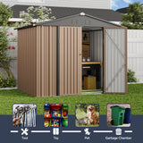 Asofer 8 x 6 ft. Outdoor Storage Shed with Lock, Galvanized Metal Tool Garden Shed Storage with Air Vent for Patio, Lawn