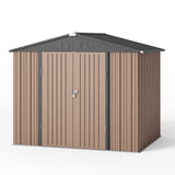 Asofer 8 x 6 ft. Outdoor Storage Shed with Lock, Galvanized Metal Tool Garden Shed Storage with Air Vent for Patio, Lawn