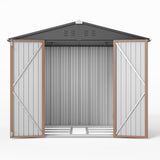 Asofer 8 x 6 ft. Outdoor Storage Shed with Lock, Galvanized Metal Tool Garden Shed Storage with Air Vent for Patio, Lawn