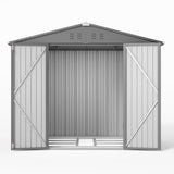 Asofer 8 x 6 ft. Outdoor Storage Shed with Lock, Galvanized Metal Tool Garden Shed Storage with Air Vent for Patio, Lawn