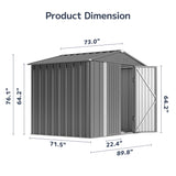 Asofer 8 x 6 FT Outdoor Storage Shed Clearance, Garden Tool Shed for Outsides,Yard, Patio, Gray