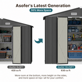 Asofer 10x10 FT Gray Galvanized Metal Storage Shed, Large All-Weather Utility Shed with Lockable Double Doors for Backyard Patio Lawn