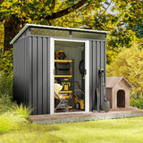 Asofer 6' x 4' Outdoor Storage Shed with Sliding Doors, Versatile Metal with Anchors, Tool Shed Clearance, Dark Gray