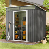 Asofer 6' x 4' Outdoor Storage Shed with Sliding Doors, Versatile Metal with Anchors, Tool Shed Clearance, Dark Gray