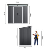 6'x4'ft Metal Shed , Asofer Outdoor Storage Shed with Transparent Panel Window for Garden, Dark Gray