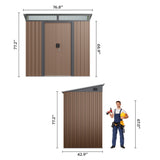 6'x4' Metal Shed , Asofer Outdoor Storage Shed with Transparent Panel Window for Garden, Brown