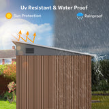 6'x4' Outdoor Storage Shed, Asofer Brown Metel Sheds with Lockable Door for Garden, Tool Shed, and Garden Shed, Brown