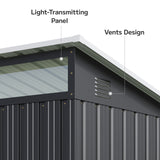 Asofer 6'x4' Outdoor Storage Shed with Sliding Lockable Doors, Transparent Panel Windows, Versatile Tool Bike Shed for Backyard, Patio, Gray