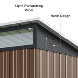 6'x4' Outdoor Storage Shed, Asofer Brown Metel Sheds with Lockable Door for Garden, Tool Shed, and Garden Shed, Brown