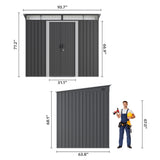Outdoor Storage Shed, Asofer 8'x6' Metel Shed with Sliding Doors for Patio, Dark Gray