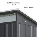 Outdoor Storage Shed, Asofer 8'x6' Metel Shed with Sliding Doors for Patio, Dark Gray