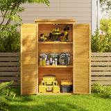 Asofer Outdoor Storage Cabinet, Wooden Shed with 3 Shelves and 2 Lockable doors, for Outside Patio Lawn