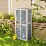 Asofer Outdoor Storage Cabinet, Garden Tool Shed with Removable Shelves & Asphalt Roof for Lawn, Patio, Gray