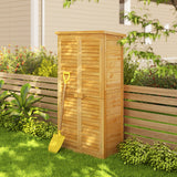 Asofer Outdoor Storage Cabinet, Wooden Shed with 3 Shelves and 2 Lockable doors, for Outside Patio Lawn