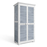 Asofer Outdoor Storage Cabinet, Garden Tool Shed with Removable Shelves & Asphalt Roof for Lawn, Patio, Gray