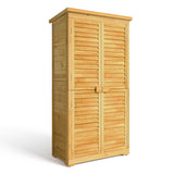 Asofer Outdoor Storage Cabinet, Wooden Shed with 3 Shelves and 2 Lockable doors, for Outside Patio Lawn