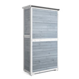 Asofer Outdoor Storage Cabinet, Garden Tool Shed with Removable Shelves & Asphalt Roof for Lawn, Patio, Gray
