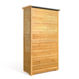 Asofer Outdoor Storage Cabinet, Wooden Shed with 3 Shelves and 2 Lockable doors, for Outside Patio Lawn