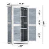 Asofer Outdoor Storage Cabinet, Garden Tool Shed with Removable Shelves & Asphalt Roof for Lawn, Patio, Gray