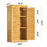 Asofer Outdoor Storage Cabinet, Wooden Shed with 3 Shelves and 2 Lockable doors, for Outside Patio Lawn