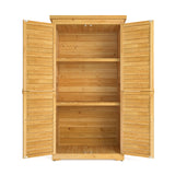 Asofer Wooden Outdoor Storage Shed, Waterproof Sloping Roof, Adjustable Shelves & Lockable Door, Natural