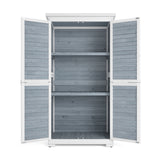 Asofer Outdoor Storage Cabinet, Garden Tool Shed with Removable Shelves & Asphalt Roof for Lawn, Patio, Gray