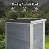 Asofer Outdoor Storage Cabinet, Garden Tool Shed with Removable Shelves & Asphalt Roof for Lawn, Patio, Gray