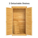 Asofer Wooden Outdoor Storage Shed, Waterproof Sloping Roof, Adjustable Shelves & Lockable Door, Natural