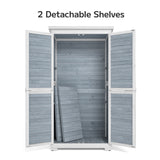Asofer Outdoor Storage Cabinet, Garden Tool Shed with Removable Shelves & Asphalt Roof for Lawn, Patio, Gray