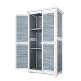 Asofer Outdoor Storage Cabinet, Garden Tool Shed with Removable Shelves & Asphalt Roof for Lawn, Patio, Gray