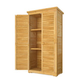 Asofer Outdoor Storage Cabinet, Wooden Shed with 3 Shelves and 2 Lockable doors, for Outside Patio Lawn