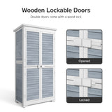 Asofer Outdoor Storage Cabinet, Garden Tool Shed with Removable Shelves & Asphalt Roof for Lawn, Patio, Gray