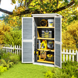 Asofer Outdoor Storage Cabinet, Garden Tool Shed with Removable Shelves & Asphalt Roof for Lawn, Patio, Gray