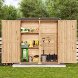 Asofer Outdoor Storage Shed with Waterproof Roof, Wooden Cabinet with 2 Removable Shelves for Patio, Garden, Backyard