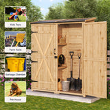 Asofer Outdoor Storage Shed with Waterproof Roof, Wooden Cabinet with 2 Removable Shelves for Patio, Garden, Backyard