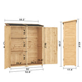 Asofer Outdoor Storage Shed with Waterproof Roof, Wooden Cabinet with 2 Removable Shelves for Patio, Garden, Backyard