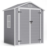 Asofer 6' x 4' Plastic Outdoor Shed with Floor, Lockable Door for Backyard, Patio, Gray
