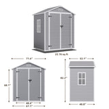 Asofer 6' x 4' Plastic Outdoor Shed with Floor, Lockable Door for Backyard, Patio, Gray
