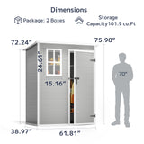 Asofer 5x3 FT Outdoor Storage Shed, Multipurpose Resin Shed with Floor Lockable Door for Garden, Backyard, Gray