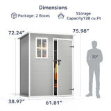 Asofer Outdoor Storage Shed, 5x3 FT Resin Storage Shed, Plastic Garden Shed, All-Weather Colorfast, Gray